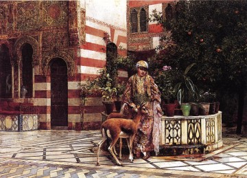  Egipcio Pintura Art%c3%adstica - Chica en un patio morisco indio egipcio persa Edwin Lord Weeks